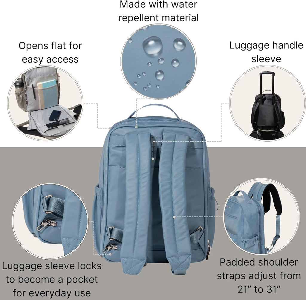 Baggallini Tribeca Expandable Laptop Backpack - 15'x11' Lightweight Work Travel Bag w/Luggage Sleeve & RFID