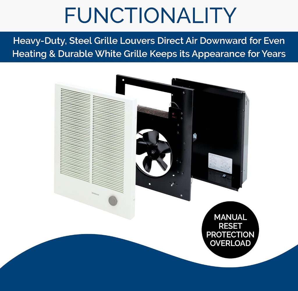 Broan-NuTone, White 198 High Capacity Wall Heater, Painted Grille, 4000/2000 Watt 240 VAC, 2000/4000