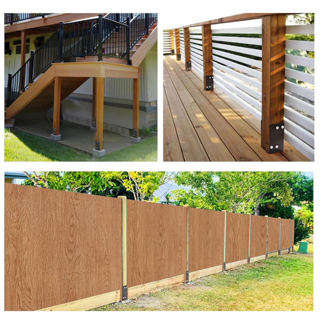 [Pack of 4] 4'x4' Heavy Duty Post Base for Concrete (Actual 3.5'x3.5'),Stainless Steels U-Shape Post Holder,Wet Concrete Foundation Post Base ,for Deck Railing,Fences,mailboxes,Pergola.