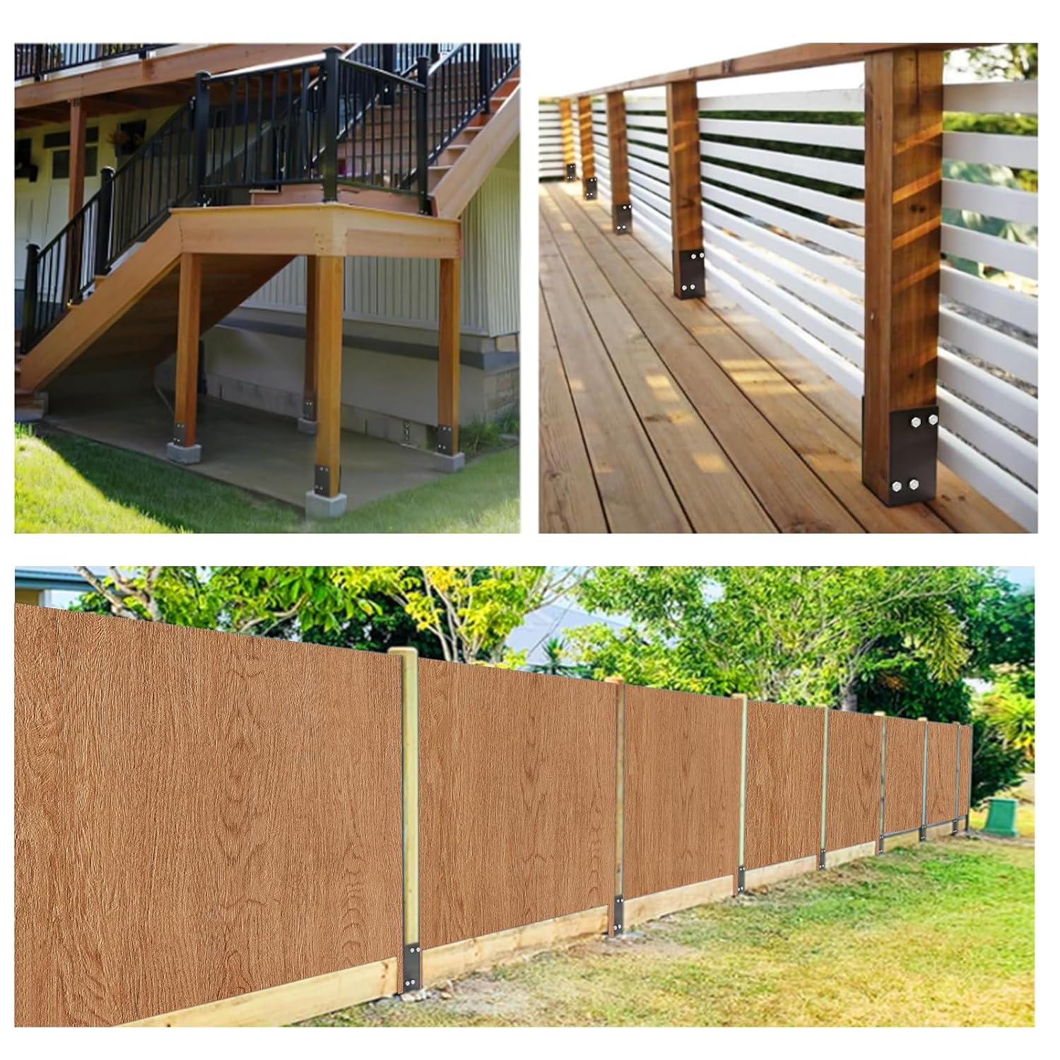 [Pack of 4] 4'x4' Heavy Duty Post Base for Concrete (Actual 3.5'x3.5'),Stainless Steels U-Shape Post Holder,Wet Concrete Foundation Post Base ,for Deck Railing,Fences,mailboxes,Pergola.