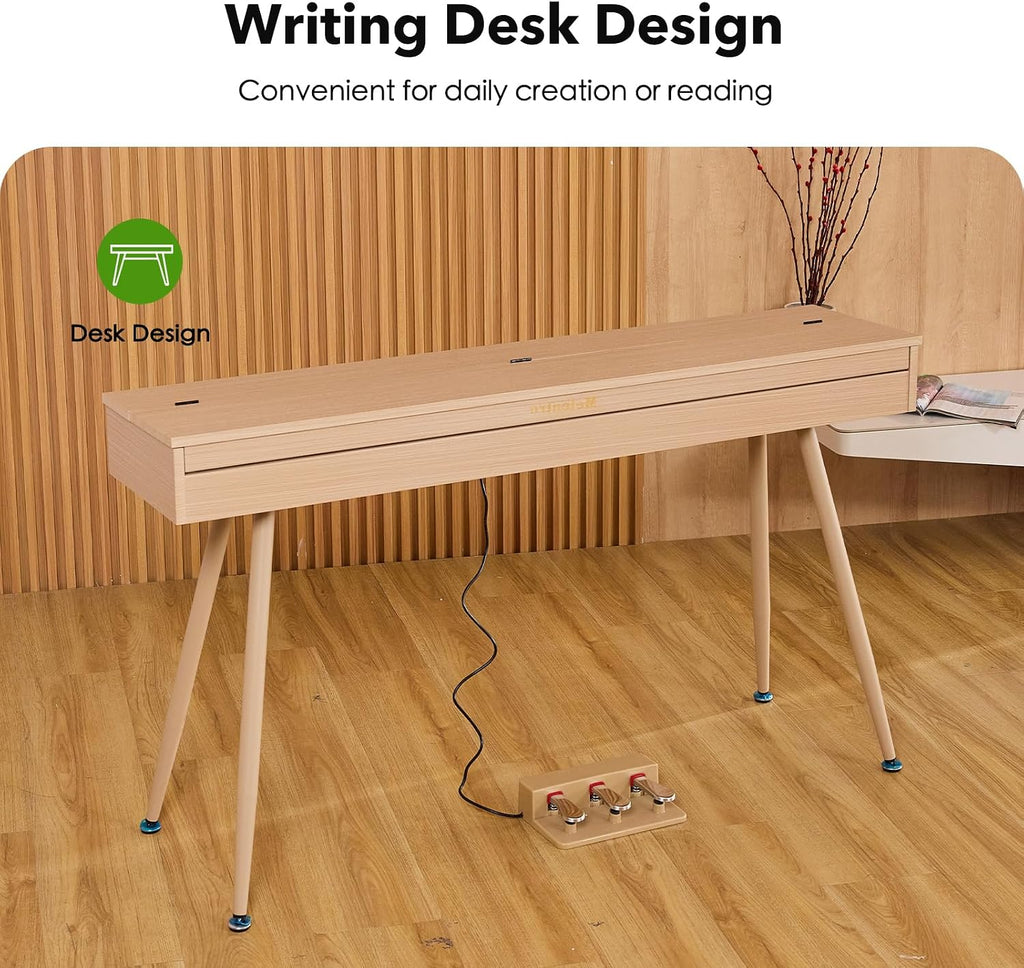 Digital Piano 88 Key Weighted Keyboard,Full-Size Desk Progressive Hammer-Action Electric Piano For Beginners, With Sheet Music Stand, Pedal,Power Adapter, Headphone Mode, Usb-Mid (Maple)