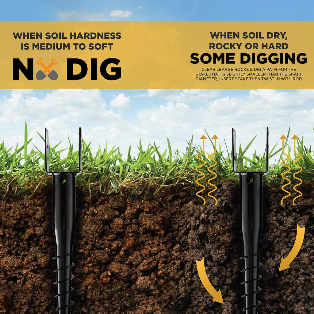 Premium No Dig Ground Anchor DIY Screw in Stake U-Model 27 Inch Fits Standard 4x4 Posts (3.5' X 3.5') Great for Mailbox and Fence Posts