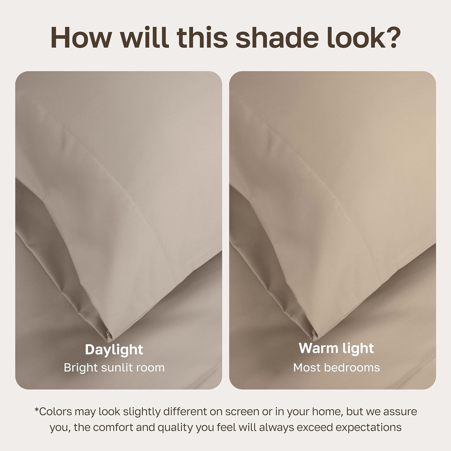 California Design Den Thick and Natural 100% Cotton Sheets Queen Size Set - 1000 Thread Count Sateen, Deep Pocket Queen Sheets, Durable Bedding Set - Beige (Sand Tone)