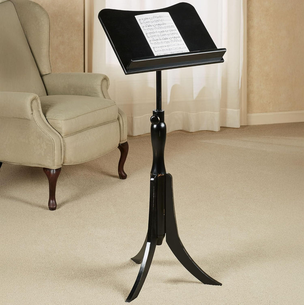 Touch of Class Parke Music Sheet Stand - Wooden - Black - Adjustable - Wood Station for Conductors - Library Lectern for Atlas, Dictionary - Auditorium, Meeting Room, Classroom for Speeches