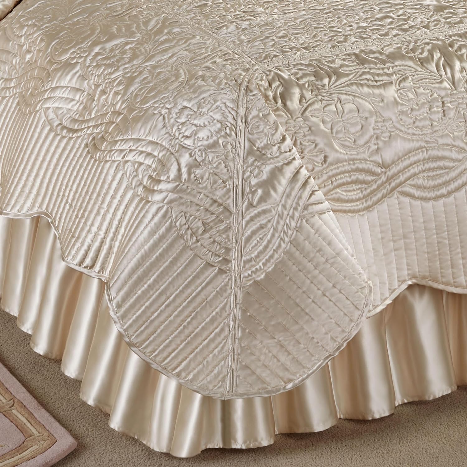 Touch of Class Prima Quilted Bedding | Pearl Coverlet Set | 4 Piece Queen Set