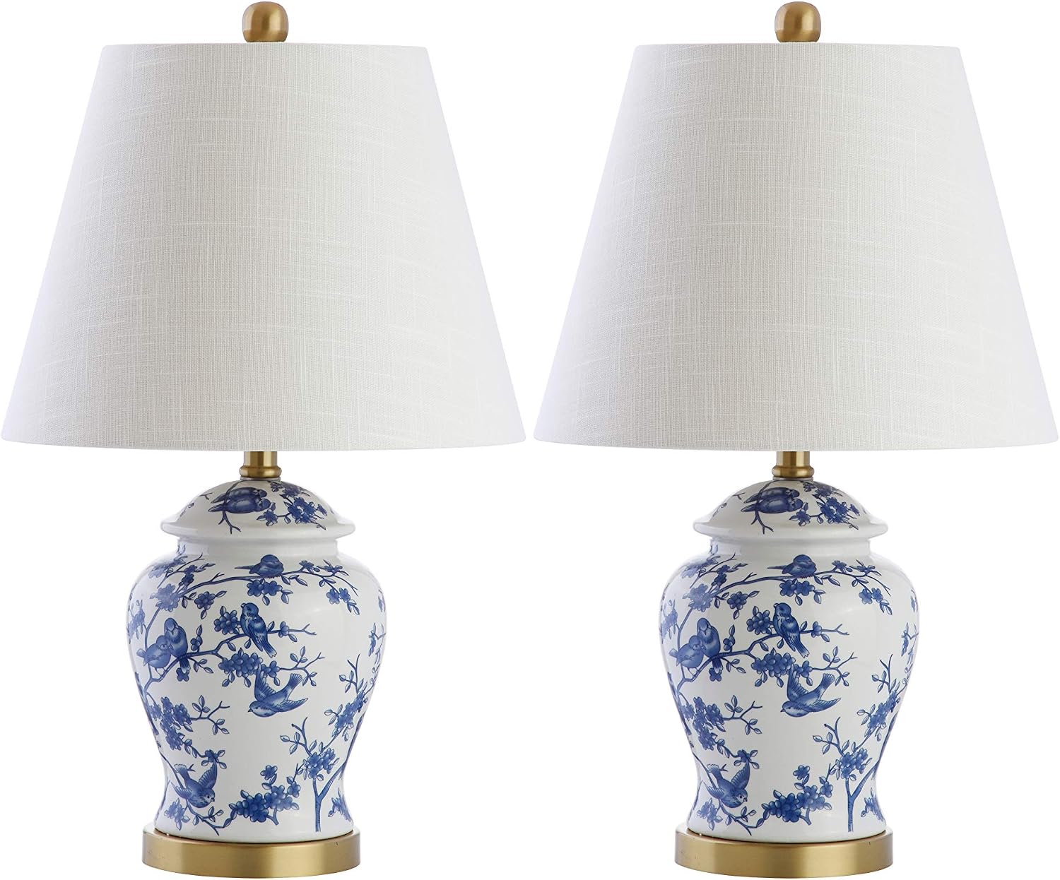 Eyely EYL3005A-SET2 Brussels 22' Chinoiserie Table Lamp for Reading Room, Living Room, Office, Bedroom, Classic, Cottage, Traditional, Blue/White (Set of 2)