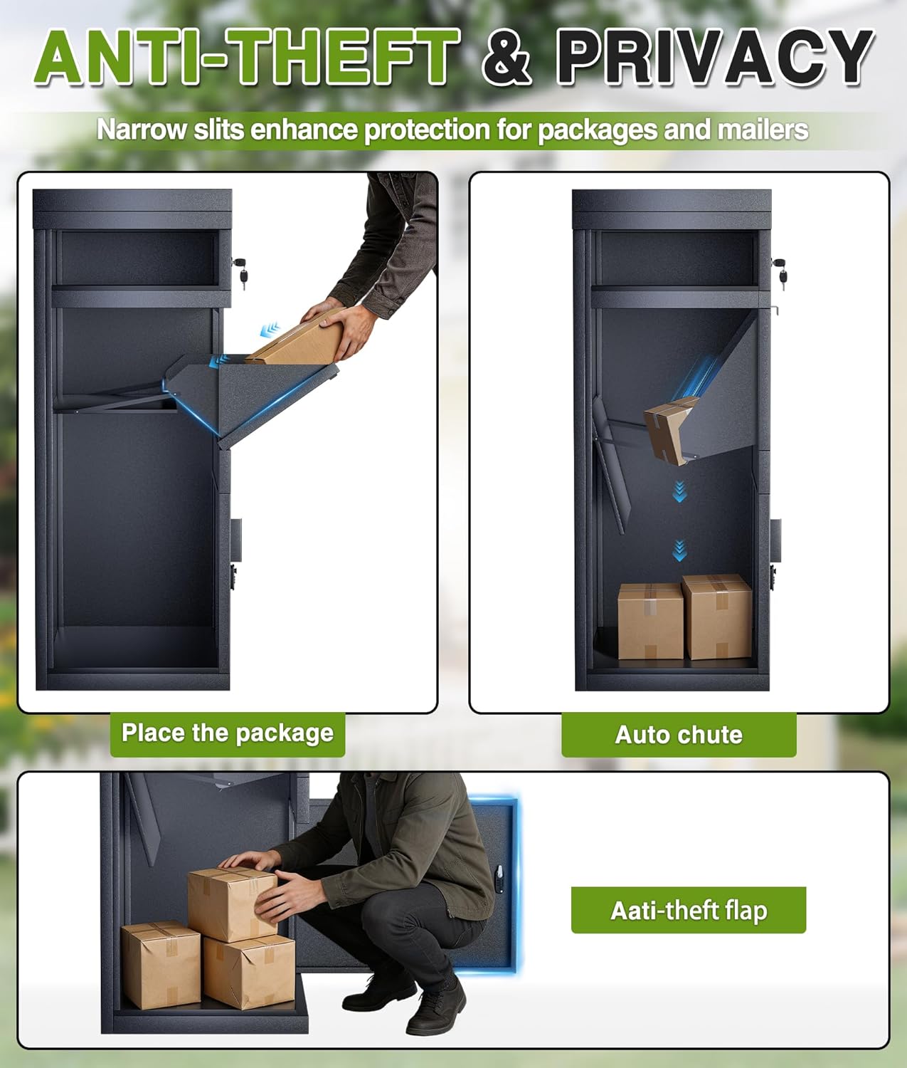 Large Parcel Delivery Box 127L Capacity, Outdoor Package Mailbox with Plant Top, Anti-Theft Letter Box with Password Lock & Key Lock for Porch Yard Home Office (XX - Large B)