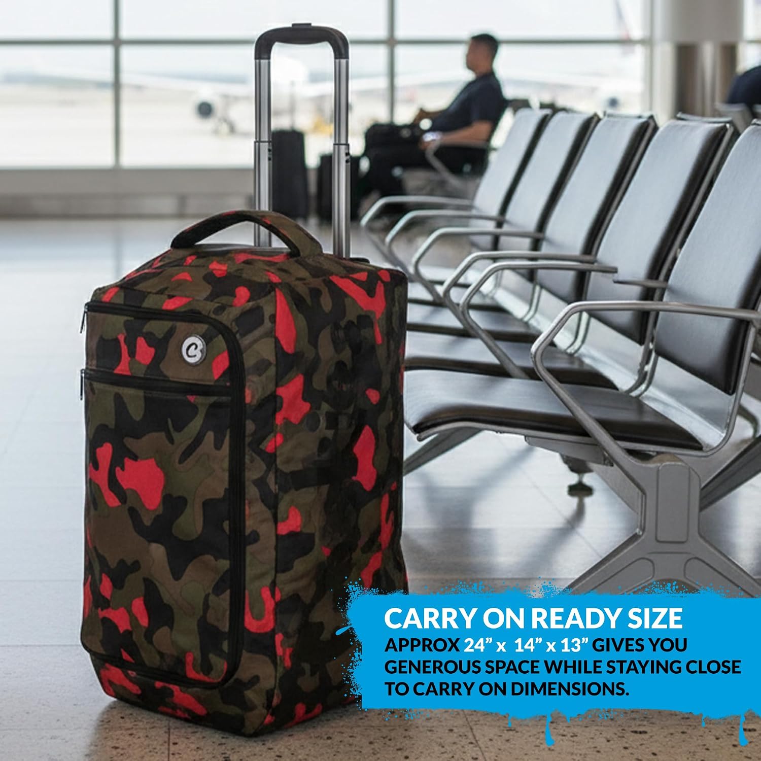 Cookies Trek Roller Smell Proof Travel Bag – Oversized Rolling Luggage with Double Zipper, Durable Nylon Canvas Build, Extra Large Storage for Travel, Gear, Road Trips & Streetwear Carry – Red Camo