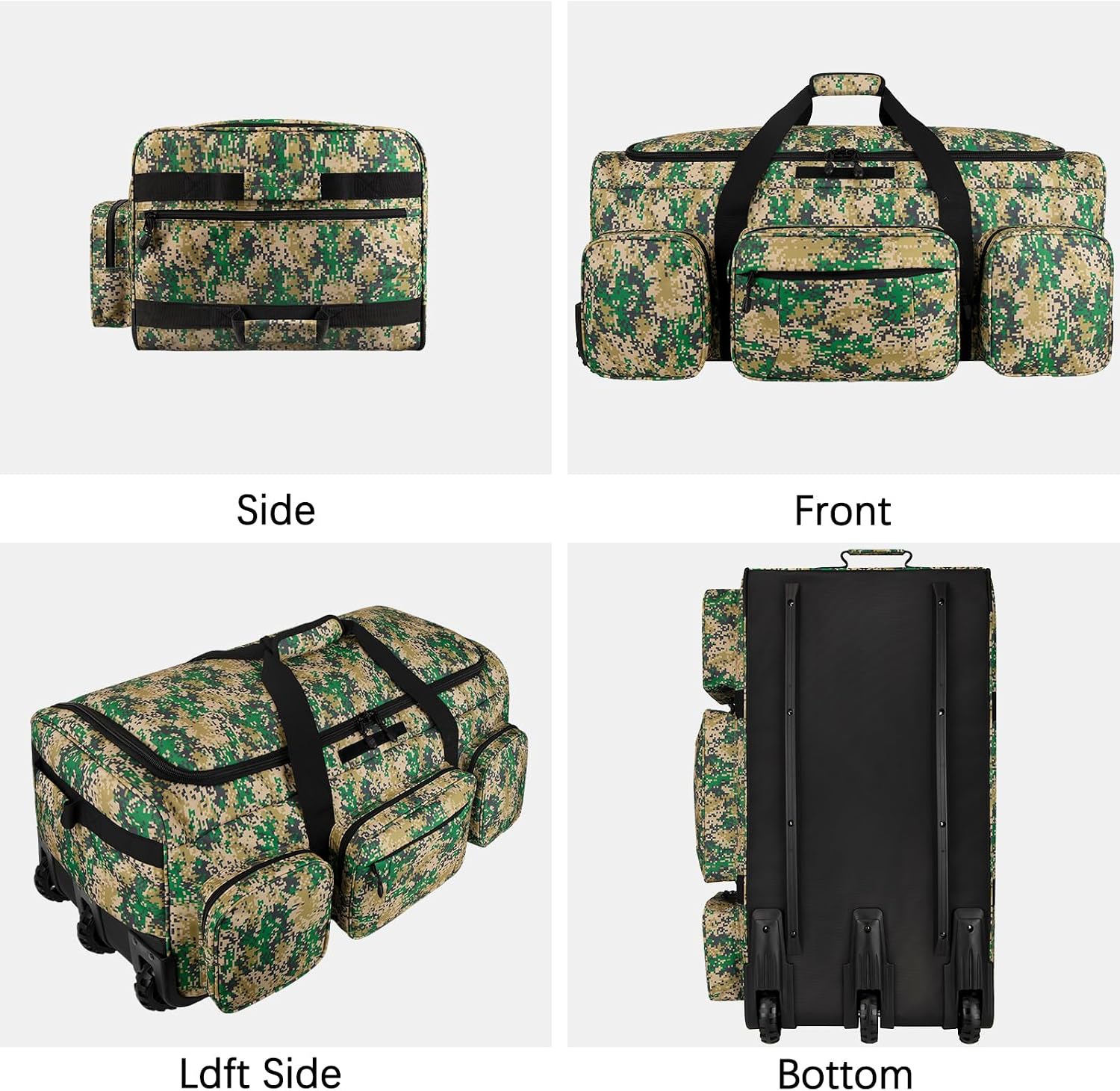 120L 3 Wheel Tactical Rolling Duffle Bag, Heavy Duty Military Deployment Luggage, 900D Waterproof Duffel for Camping Travel Outdoor Sports