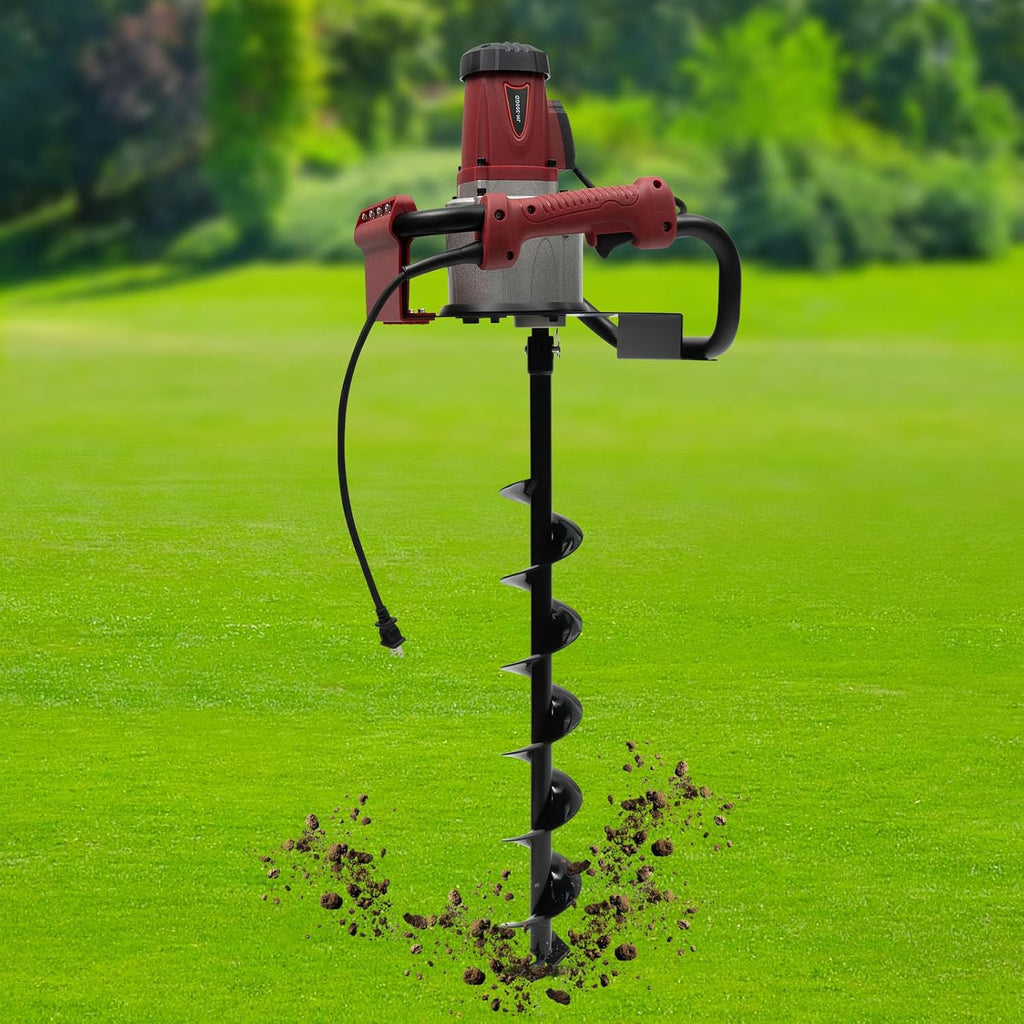 Electric Auger Digging Drill, Electric Post Hole Digger Handles with Adjustable Speed, Two Different Sizes Drilling Machine for Mailbox Post Digging, Fence and Deck Installation, Tree