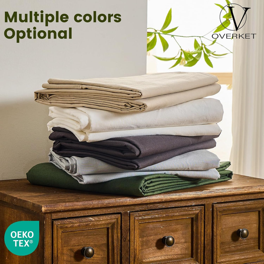 100% Linen Sheets Queen Size,Breathable & Durable 4-Piece Bed Flax Sheet Set,Soft All-Season Bedding for Hot Sleepers 16' Deep Pocket Oeko-TEX Certified,（Queen, Forest Green）