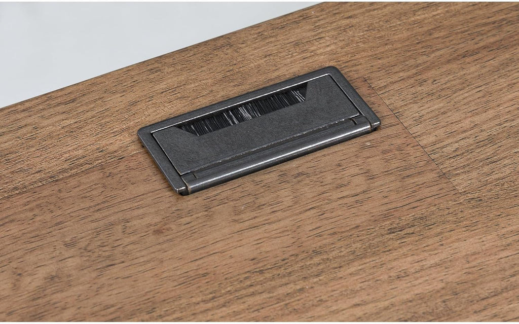 Signature Design by Ashley Wildenauer Casual 3-Drawer Home Office Desk and Return with Drop-Down Keyboard Tray and Cord Management, L-Shaped Desk, Wood, Mango Wood Veneer, Light Brown & Black
