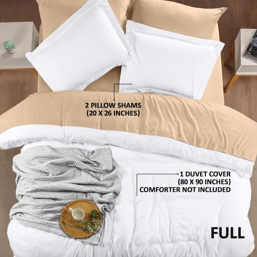 Utopia Bedding Duvet Cover Full Size - 3 Piece with Zipper Closure - 1 Comforter Cover 80X90 Inches & 2 Pillow Shams 20X26 Inches (Pack of 10, White) Comforter Not Included