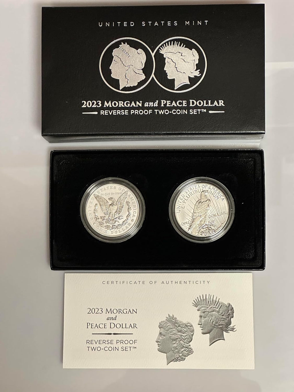 2023 S Rare Coins 2023-S Reverse Proof $1 Morgan and Peace Silver Dollar Coin Set 23XS $1 US Mint Proof