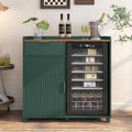 Bar Cabinet with Fridge Space&Fluted Door, Mini Fridge Cabinet with Wine Storage, Modern Sideboard Buffet Cabinet Coffee Station for Dining Room, Living Room, Kitchen, Green
