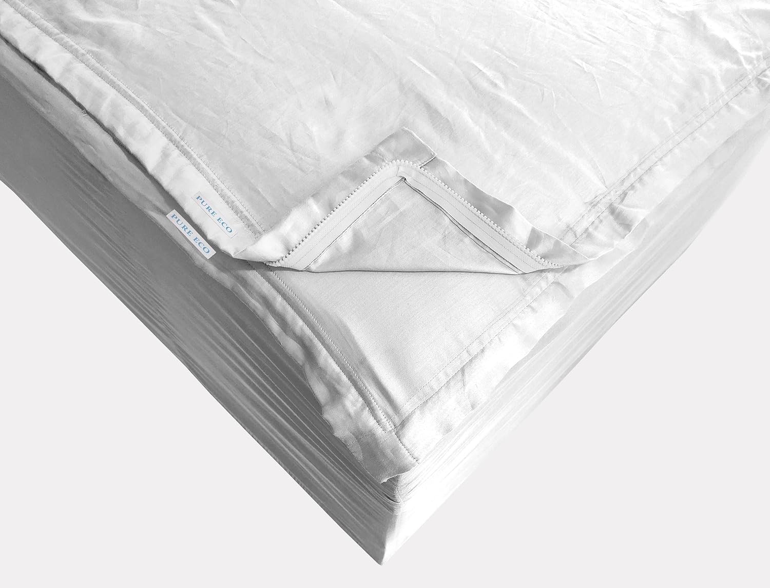 Zipper Fitted Sheet - Includes 1 Fitted Sheet Base & 2 Zip-On Sheets - Upto 16' in. Deep Pockets Full XL Size Zipper Fitted Sheet - Easy to Change, Sateen Cotton 600 TC Fitted Sheet - White