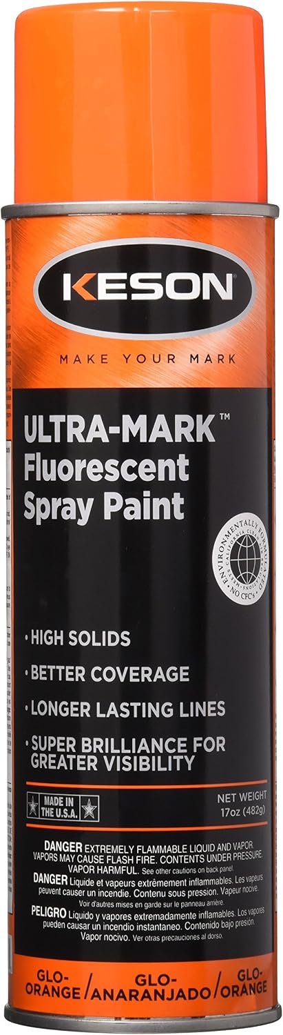 Keson SP20GO UltraMark Fluorescent Spray Paint, Glo Orange, 17 oz.