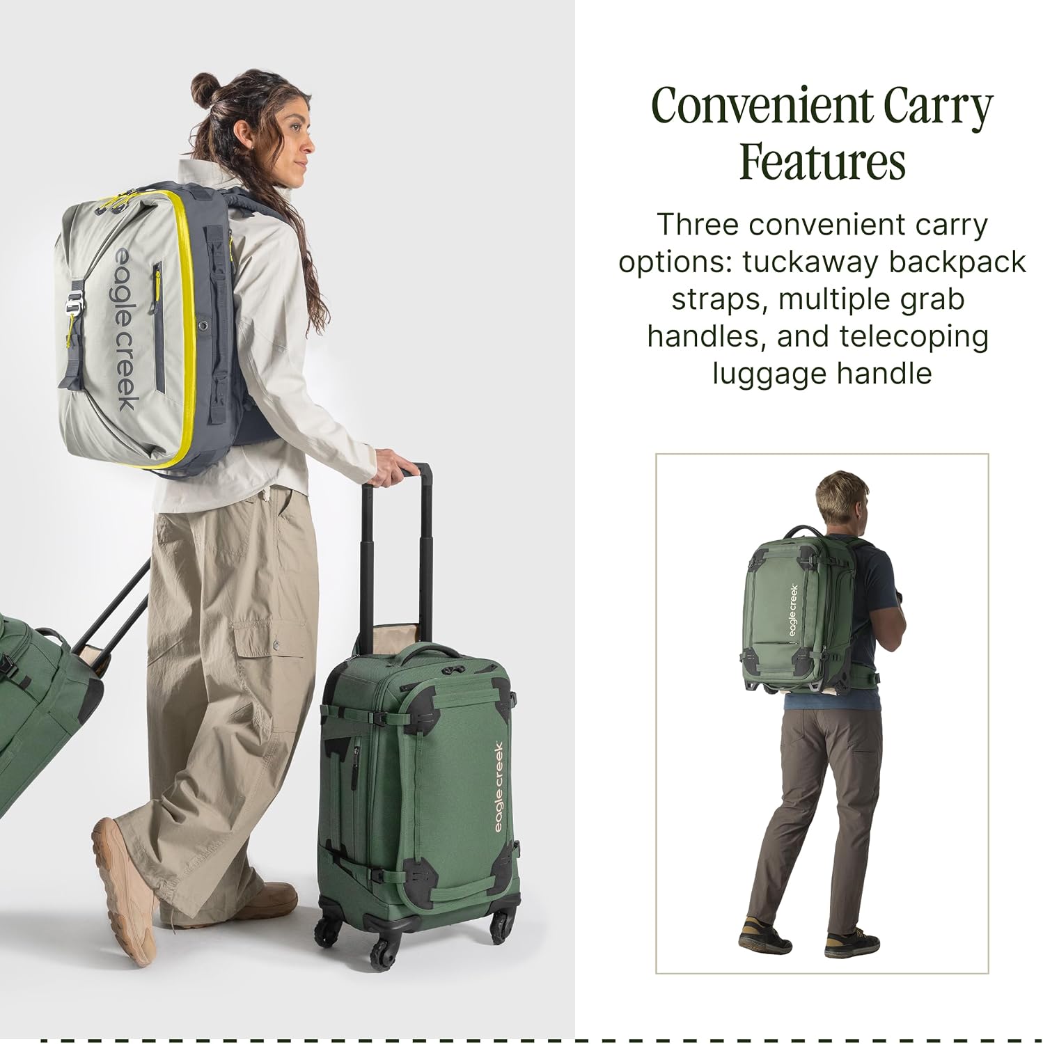 Eagle Creek Gear Warrior XE 2-Wheel Convertible Carry-On Luggage for Travel Essentials - Heavy Duty Wheels - Lockable Zippers - Interior Laptop Sleeve - Blue Jay - 21.75'