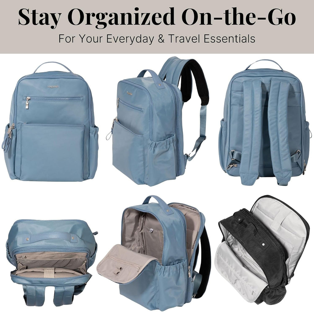 Baggallini Tribeca Expandable Laptop Backpack - 15'x11' Lightweight Work Travel Bag w/Luggage Sleeve & RFID