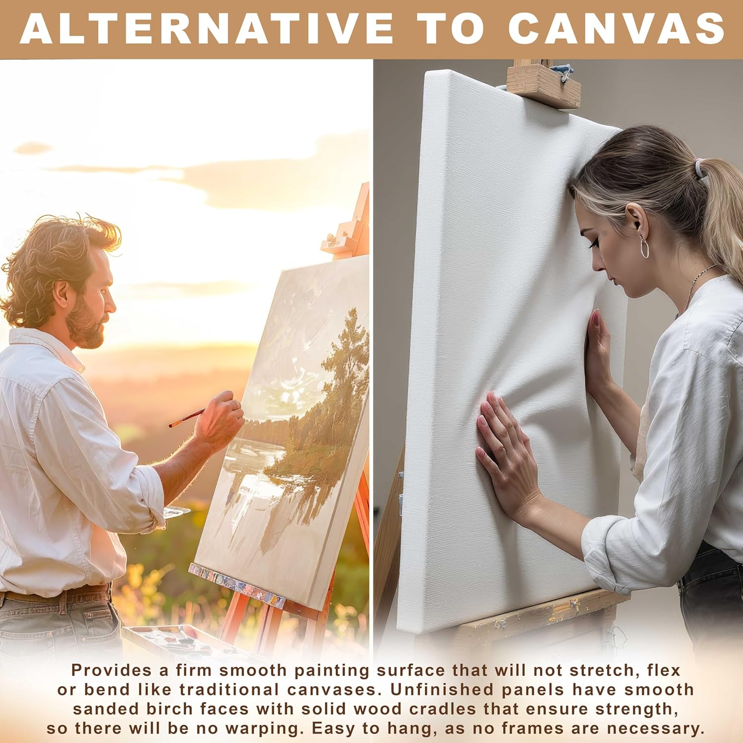 U.S. Art Supply 36' x 48' Unfinished Cradled Wood Panels for Painting, Gallery 1-1/2' Deep (2 Pack) - Artist Depth Wooden Wall Canvases - Mixed-Media Craft, Acrylic, Oil, Encaustic, Paint Pouring