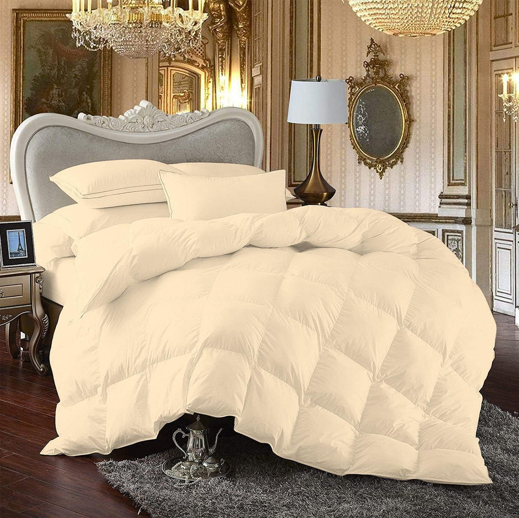 7 Piece Bed-in-A-Bag Comforter & Sheet Set 8-10' Deep Pocket, 100% Egyptian Cotton Queen Size, Ivory, Sets Include - 1Comforter, 1Flat Sheet,1Fitted Sheet, 2Pillowcase & 2Pillowsham