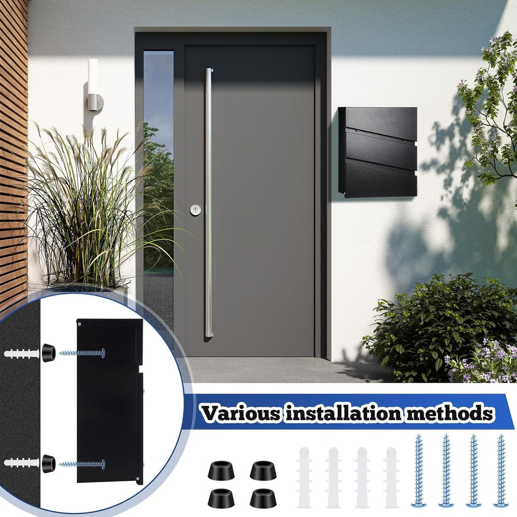 Wall Mounted Locking Mailbox, Large Capacity Metal Mail Box, Key Drop Box with Key Lock, Mailbox Wall Mount, Postbox for Home Office