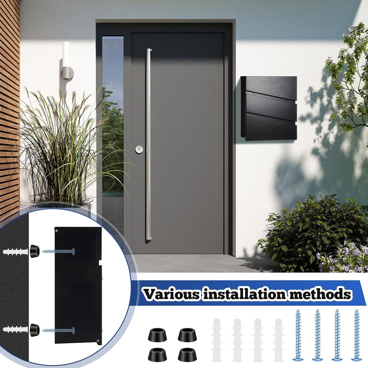 Wall Mounted Locking Mailbox, Large Capacity Metal Mail Box, Key Drop Box with Key Lock, Mailbox Wall Mount, Postbox for Home Office