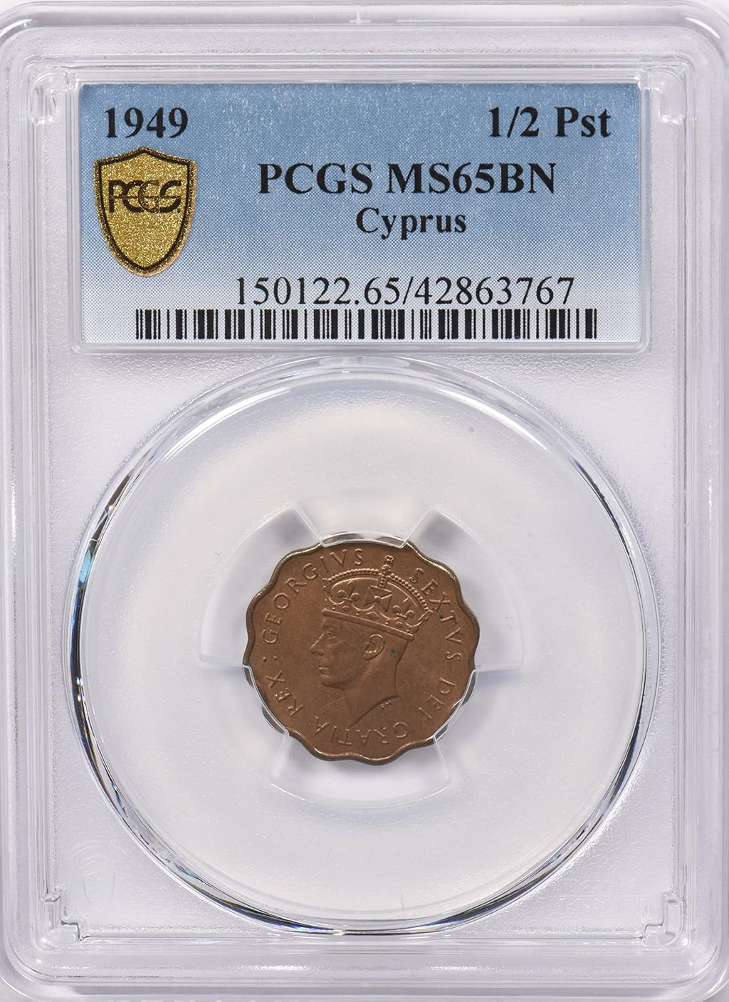 Collectible Coin Cyprus 1949 1/2 Piastre PCGS MS 65BN rare condition PC1218
