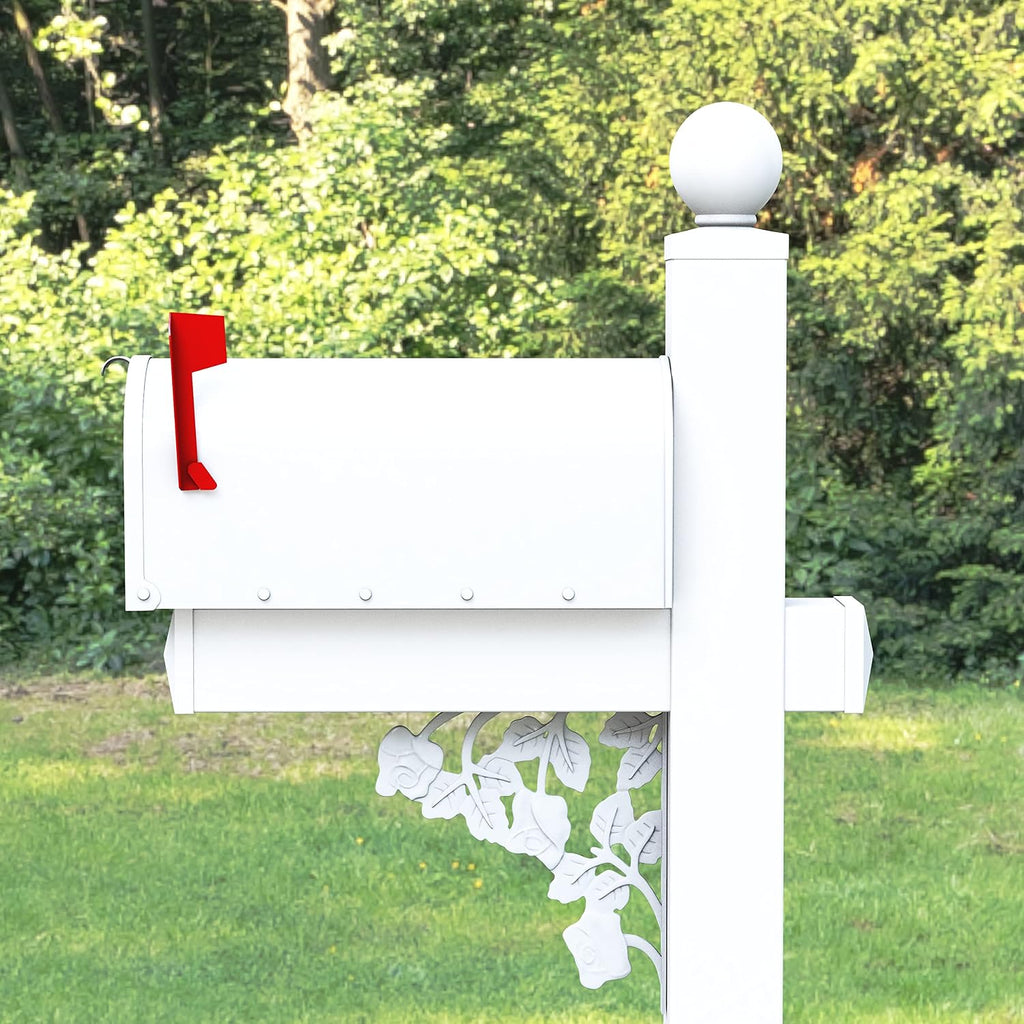 4Ever Products The Truman Vinyl/PVC Mailbox Post (Includes Mailbox) Complete Decorative Curbside Mailbox System with Classic Traditional Style (White Mailbox)