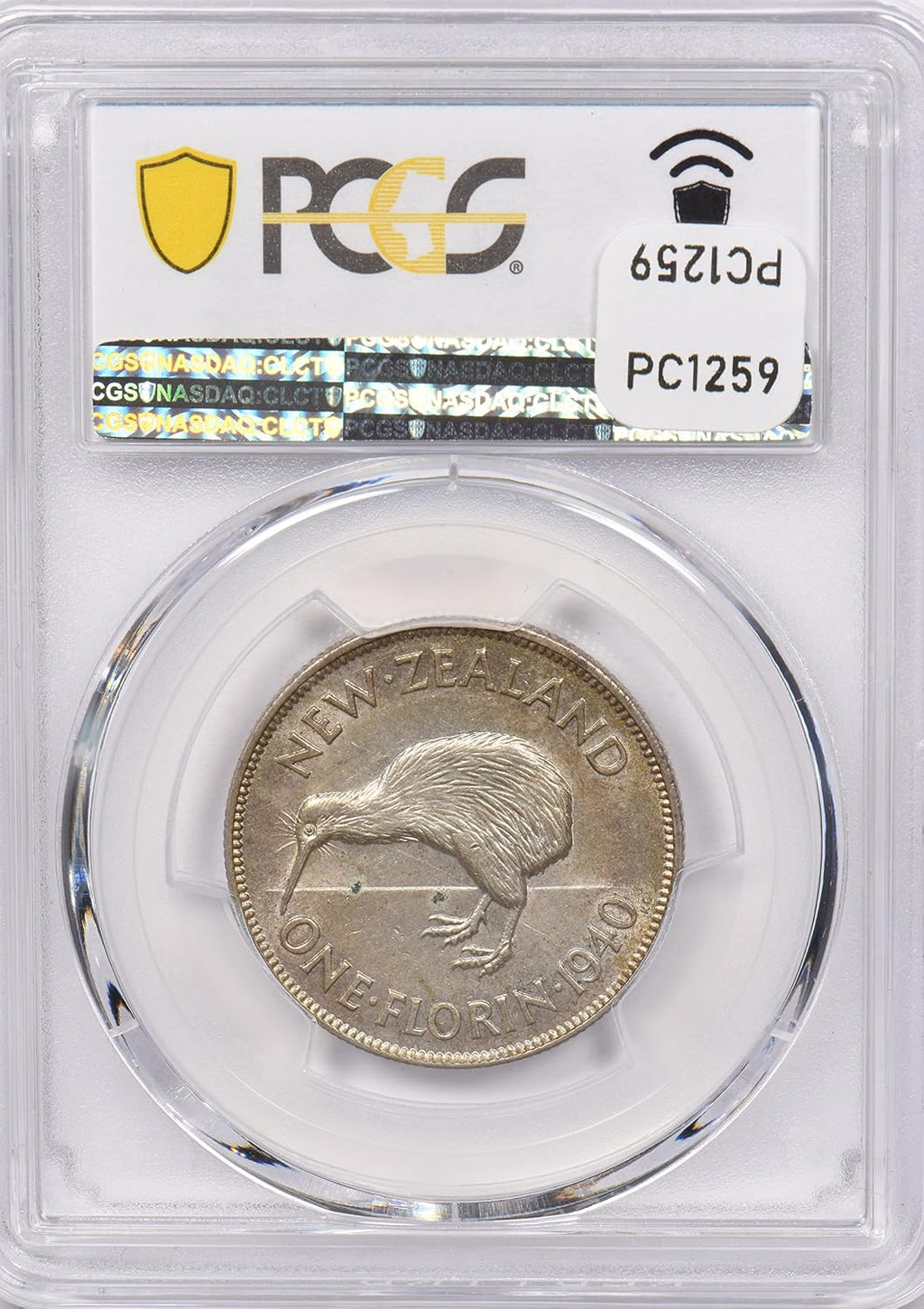 Collectible Coin New Zealand 1940 Florin Kiwi Bird animal PCGS AU 55 rare condition PC1259