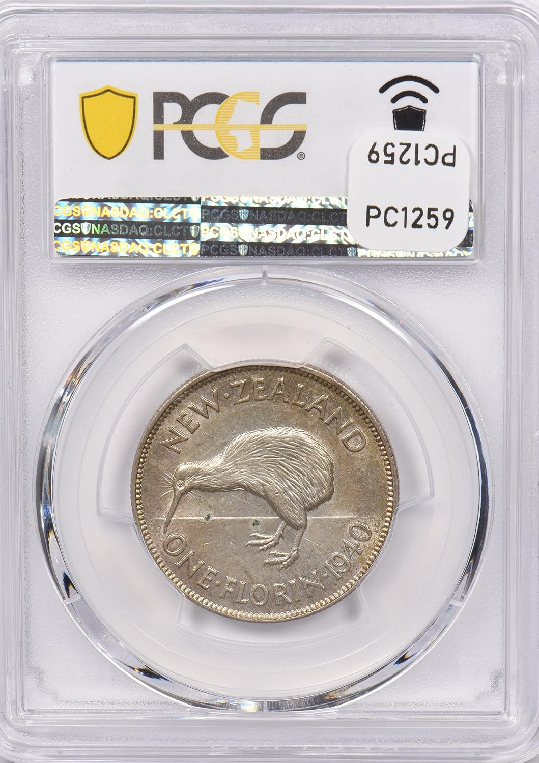Collectible Coin New Zealand 1940 Florin Kiwi Bird animal PCGS AU 55 rare condition PC1259