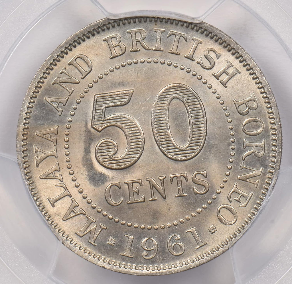 Collectible Coin Malaya and British Borneo 1961 50 Cents PCGS MS 65 rare condition PC1274