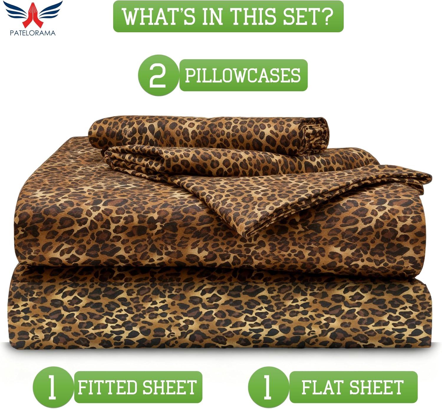 Extra Deep Pocket Sheet Set 24 inch 1000 Thread Count|Wyoming King, Leopard Print Color|100% Long Staple Egyptian Cotton, Oversized Pocket Fitted Sheet for Thick Mattress, Sateen Weave, Luxury Bedding