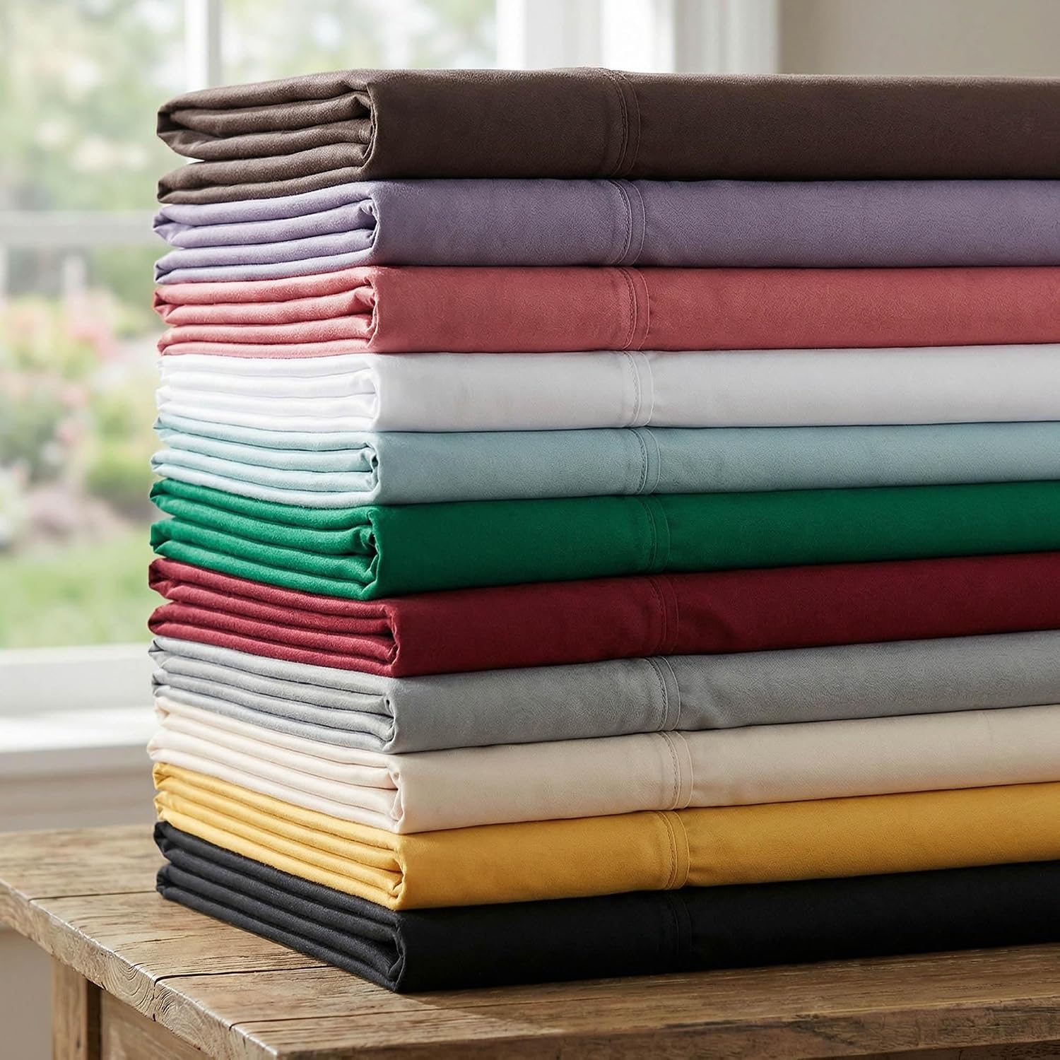 Superior Egyptian Cotton 530 Thread Count Bed Sheet Set, 1 Elastic Deep Pocket Fitted Sheet, 1 Flat Sheet, 2 Pillowcases, Soft Bedding, Luxury Sheets, Sateen Weave, Queen Size, Chocolate