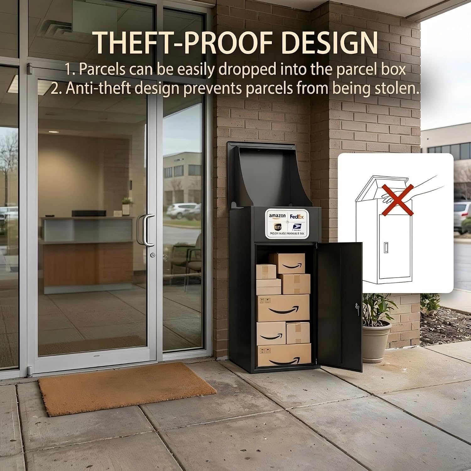 Package Delivery Boxes for Outside Anti-Theft and Waterproof 36.4'H Large Parcel Drop Box Outdoor for Yard Garden Patio Home Porch Curbside
