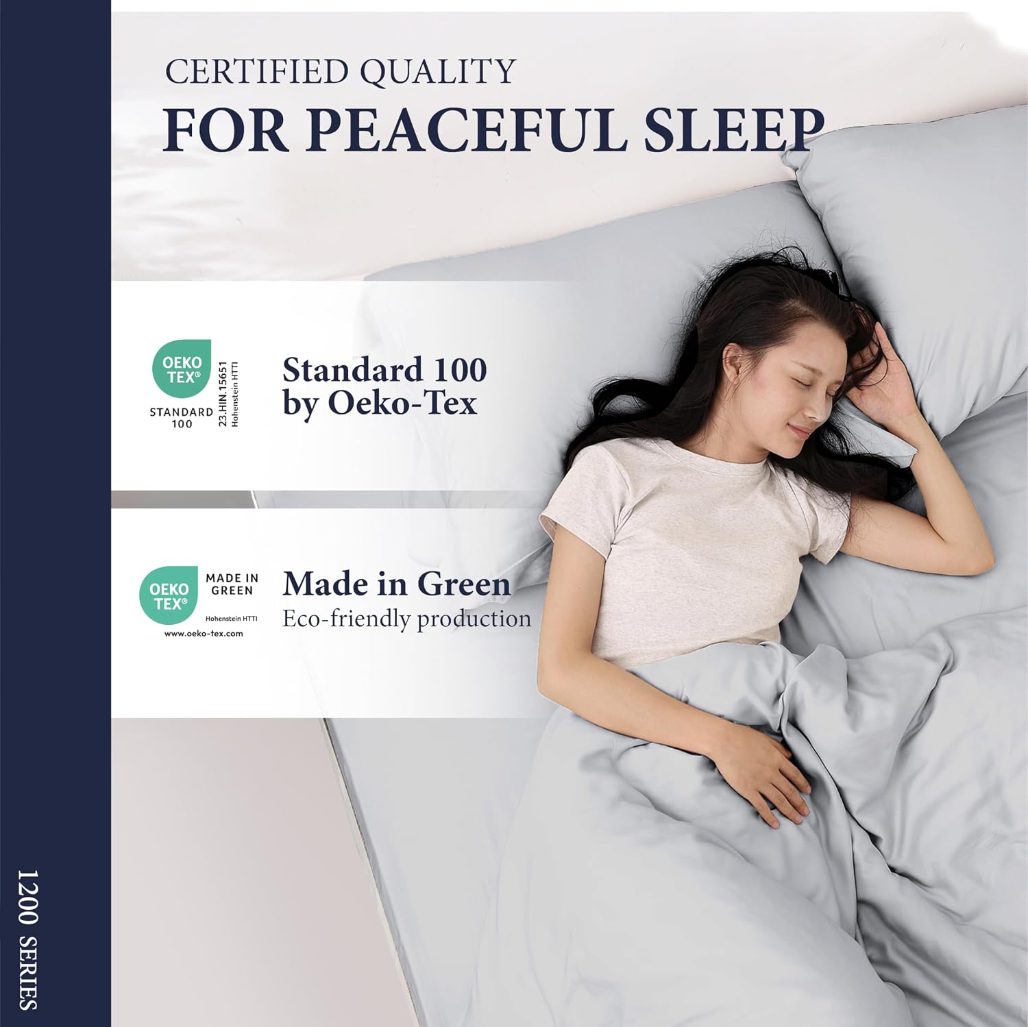 100% Egyptian Cotton Queen Size Sheets Set - Luxury 1200 Series Signature Collection Egyptian Cotton Sheet (4 PC, Light Grey), Soft Cooling, Sateen Weave, 17' Deep Pocket Hotel Bed Set