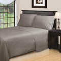 Superior Egyptian Cotton 300 Thread Count Bed Sheet Set, 2 Elastic Deep Pocket Fitted Sheets, 1 Flat Sheet, 2 Pillowcases, Daily Sheets, Luxury Home Essentials, Striped Design, Split King, Grey
