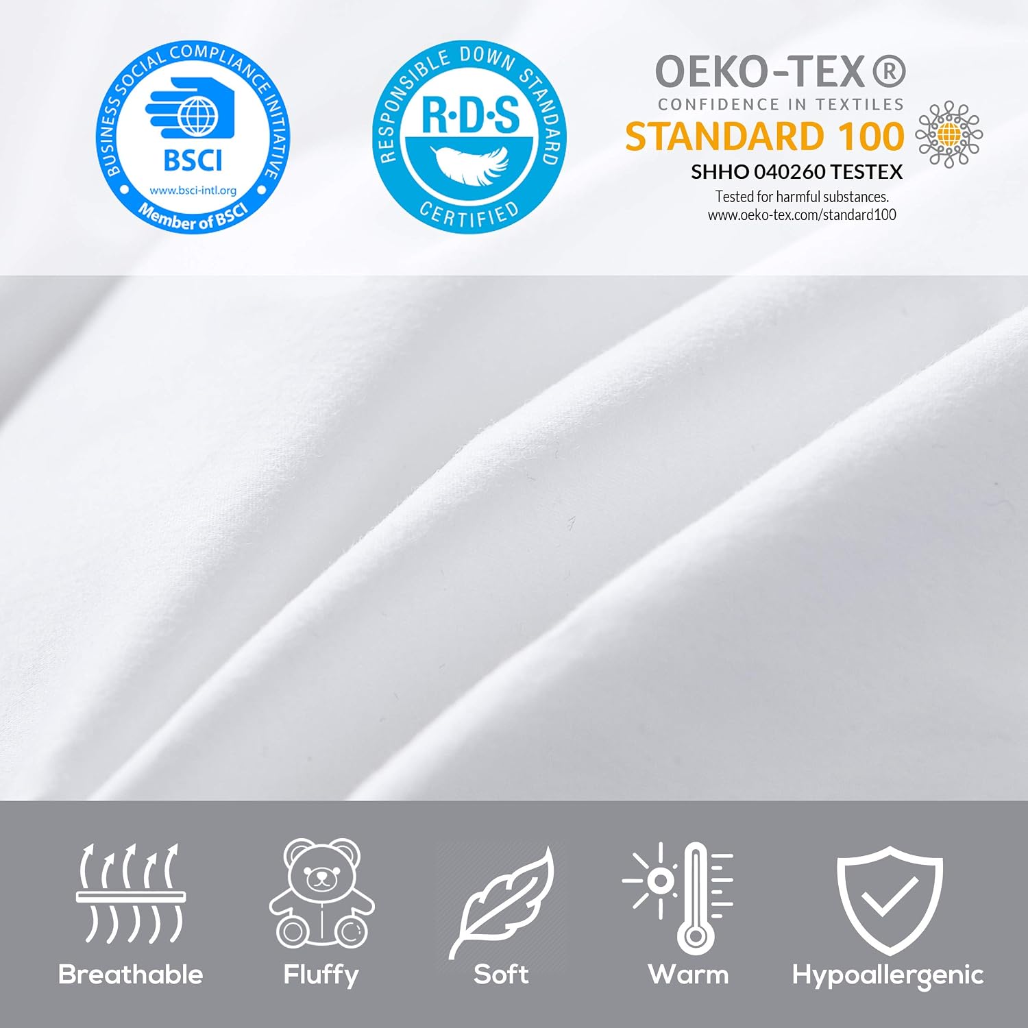 600-Thread-Count Egyptian Cotton Goose Down Comforter, 55 oz. Fill Weight, Baffle Box Design - Solid White (Queen Size)