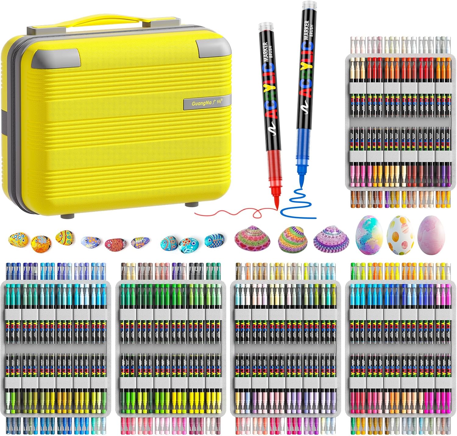 DICEKOO Acrylic Paint Markers 360 Colors, Brush Tip Markers No Bleed with Automatic Ink Control, 30% More Ink, Water-Based Coloring Markers for, Paper, Rocks, Wood, Canvas, Egg, DIY Crafts