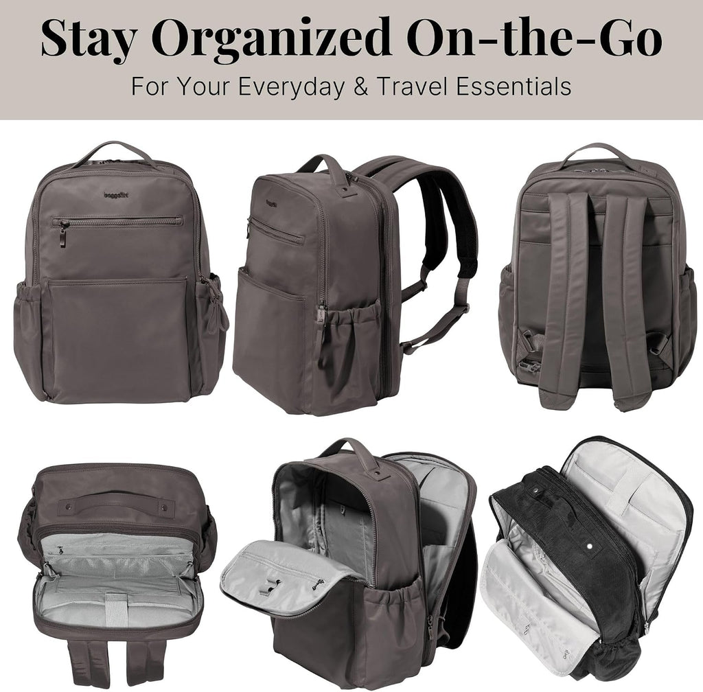 Baggallini Tribeca Expandable Laptop Backpack - 15'x11' Lightweight RFID Computer Bag for Work & Travel with Luggage Sleeve