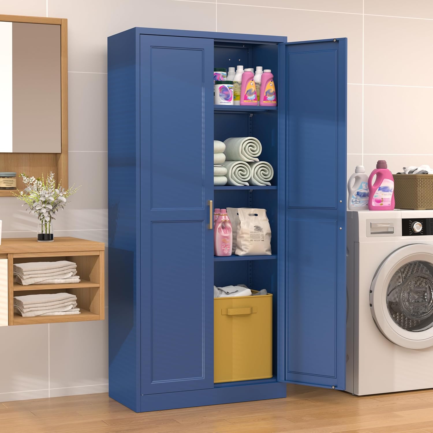 71' Metal Tall Kitchen Pantry Cabinet,Storage Cabinet with Doors and Adjustable Shelves,Modern Kitchen Hutch Cabinets,Freestanding Cupboard for Dining Room