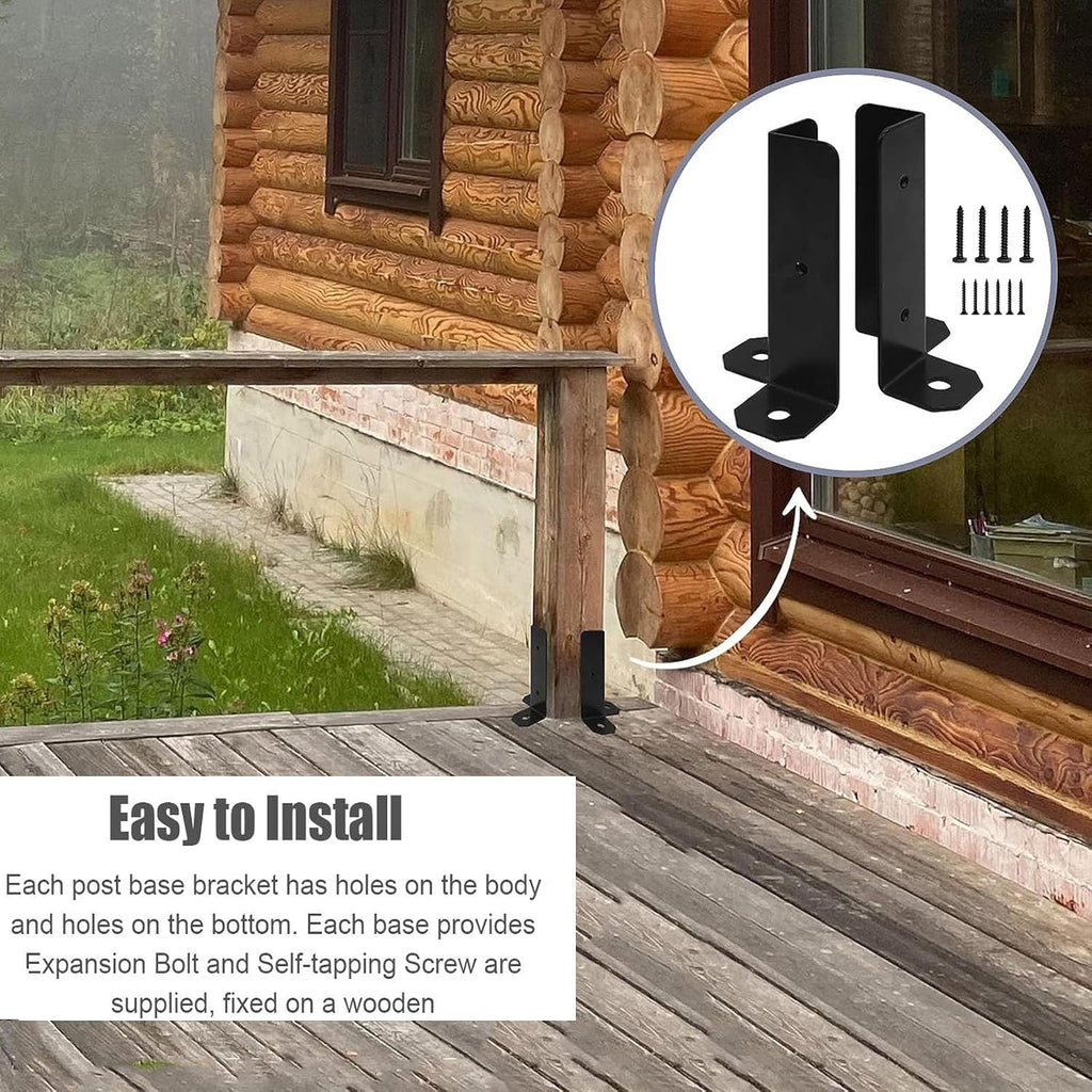 4x4 Concrete Post Anchor for Flexible Fence Post Holder, Adjustable Metal Base with Installation Kit - Fits 1.5X1.5 2x2 2x4 4x6 Wooden Mailbox Railing Posts