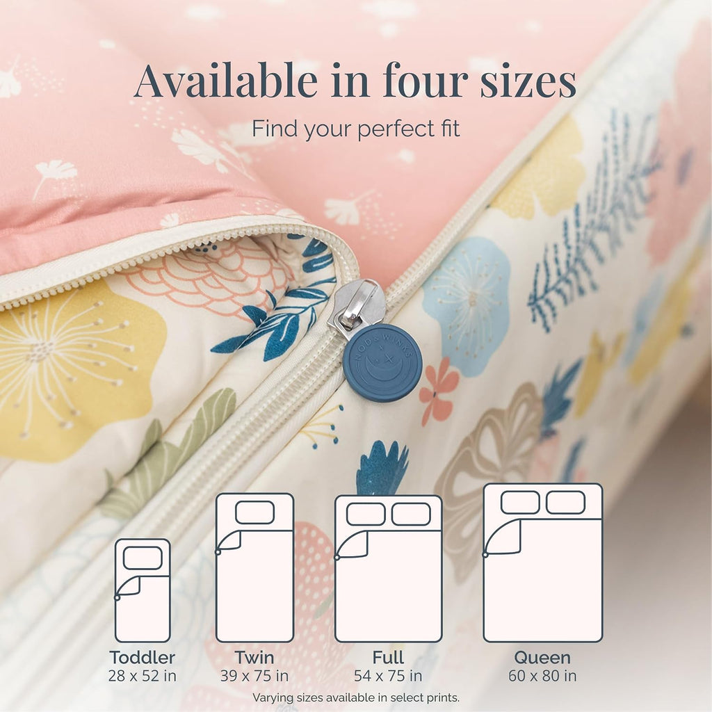 Beddy's Flower Blossoms Durable Zipper Bedding for Kids - Bed in a Bag - Pink Floral Sheets and Comforter - Includes 2 Pillowcases & 2 Shams - Easy to Make & Wash - Full