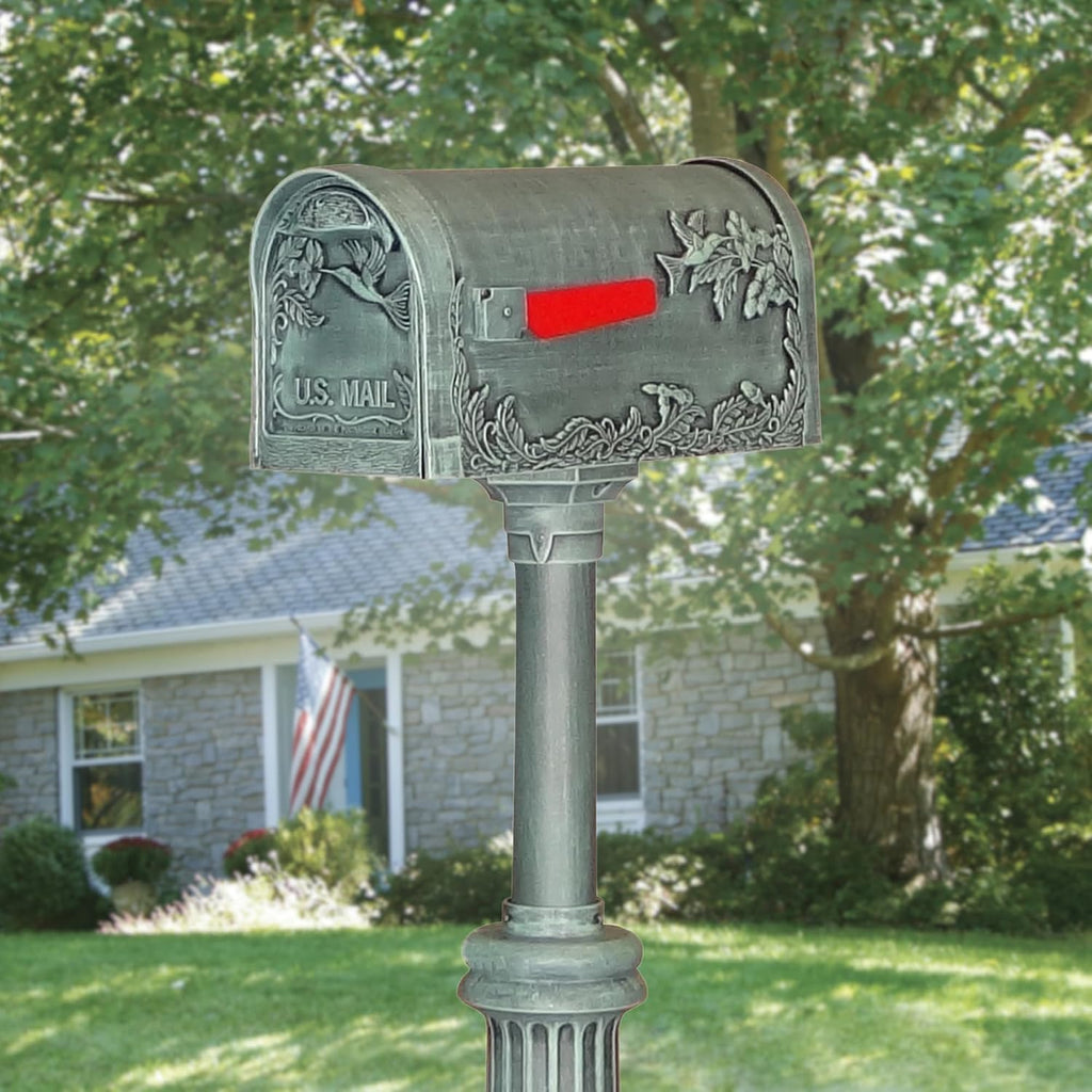 Special Lite Hummingbird Curbside Mailbox - Verde Green Aluminum Mailbox for Post Mount - SCB-1005-VG
