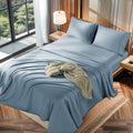 LBRO2M 100% Cotton 1200 Thread Count Queen Size Sheets Set,16 inches Deep Pocket,Bed Sheet 4 Piece Sets (Queen, French Blue)