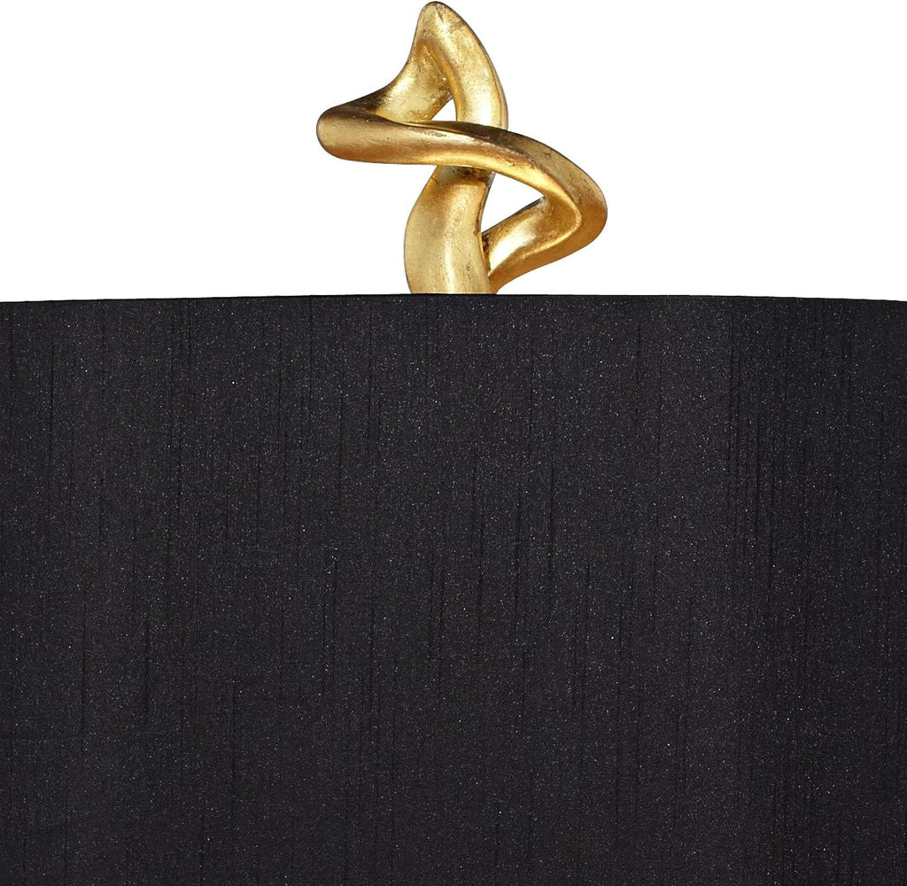 Kathy Ireland Impressions 33' Tall Sculpture Base Large Modern Luxury End Table Lamp Gold Leaf Finish Single Black Shade Living Room Bedroom Bedside Nightstand House Office Home Reading Kitchen