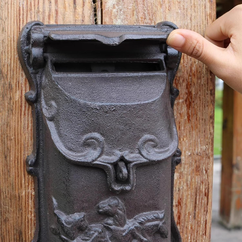 MELPHI Metal Mailbox Wall Mount, Retro Mailbox, Secure Post Box, Easy Mount, Outdoor Decoration, Mail Manager for Mail/Newspaper/Post/Letter/Magazine