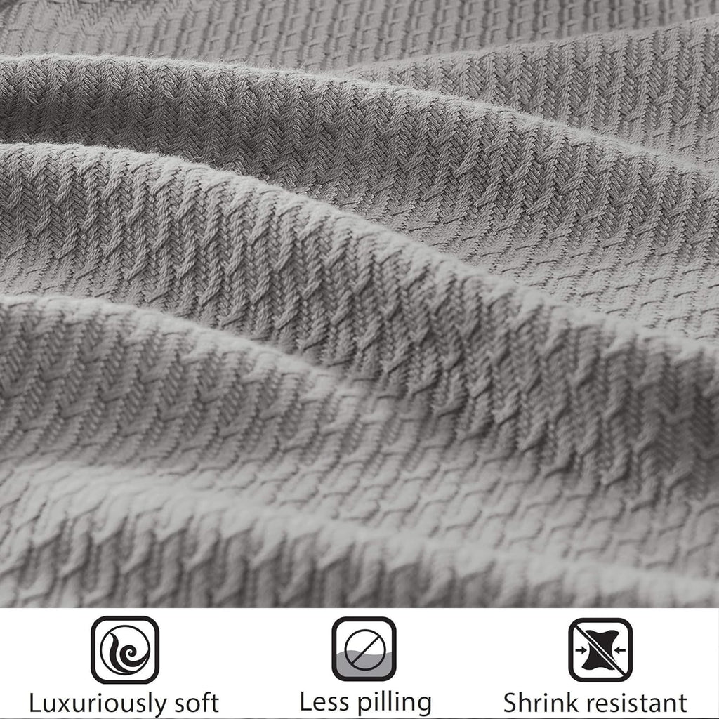 Madison Park 100% Egyptian Cotton Lightweight Summer Blanket, Breathable Waffle Knit Design, Soft Cozy All-Season Throw for Bed, Couch or Sofa, Grey Full/Queen Size (90'x90')
