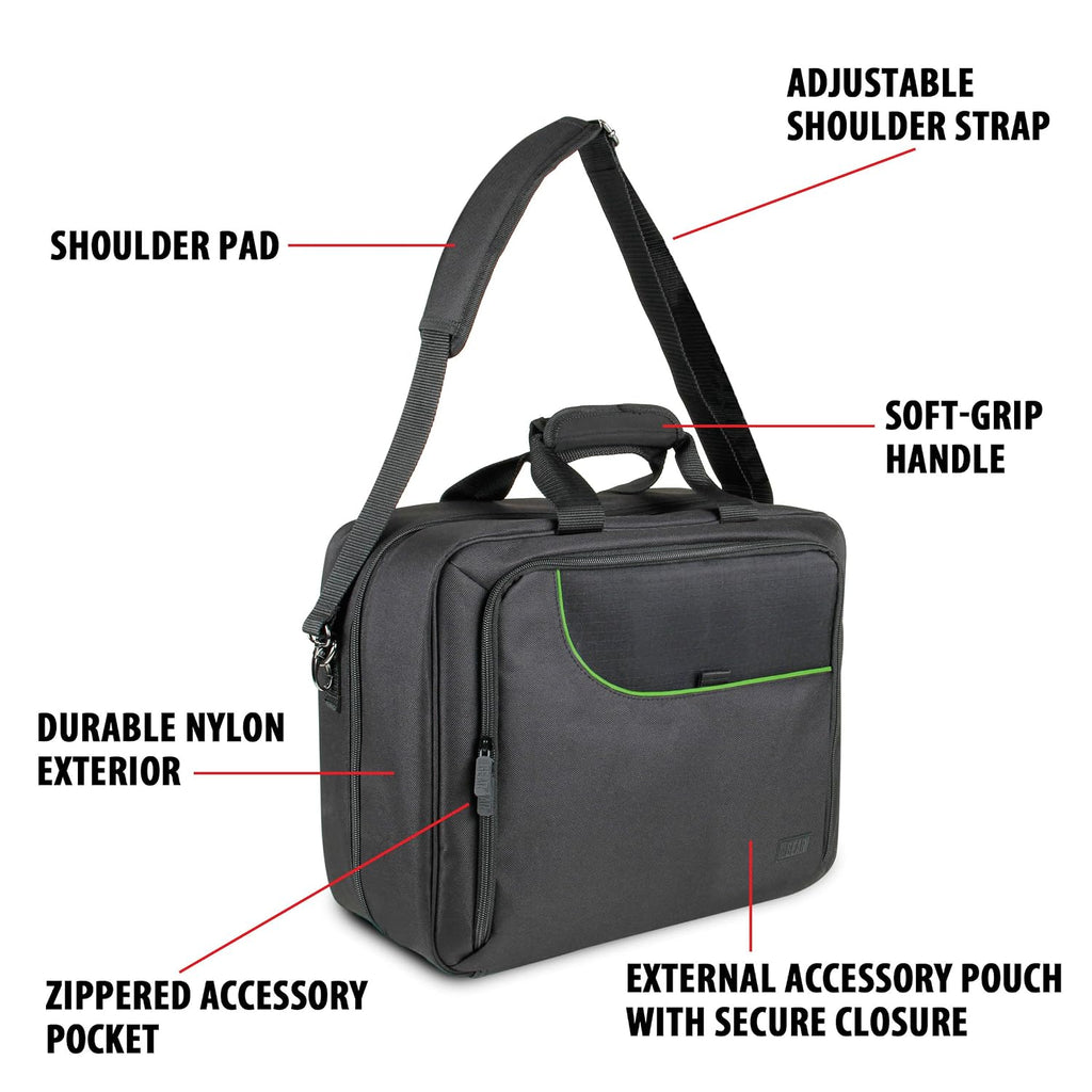 USA Gear Console Case (PS4 Blue, Xbox Green & Switch Red) Console Travel Bag Compatible with PlayStation 4 / Xbox One / Xbox 360 / Nintendo Switch Customizable Interior & Water Resistant Exterior