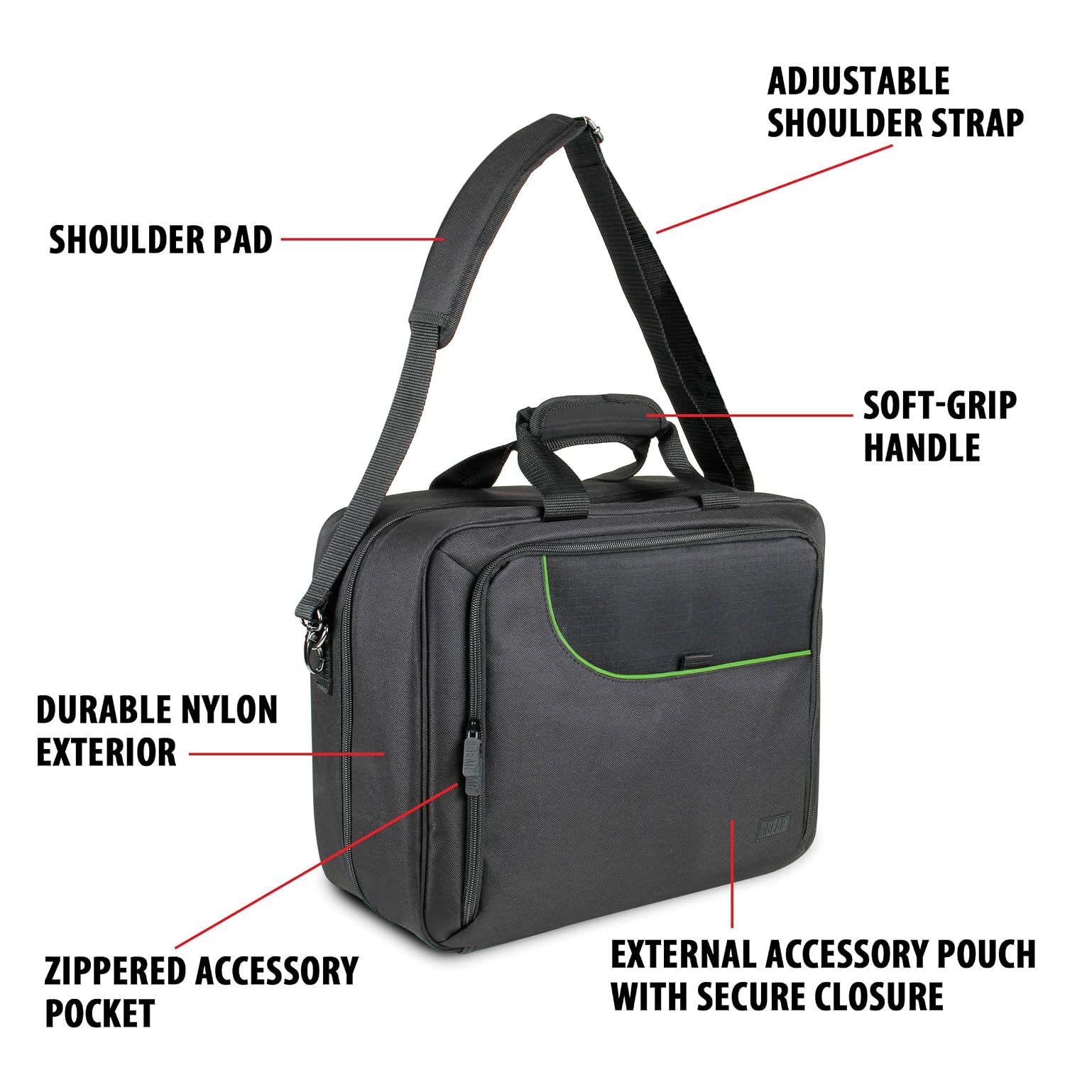 USA Gear Console Case (PS4 Blue, Xbox Green & Switch Red) Console Travel Bag Compatible with PlayStation 4 / Xbox One / Xbox 360 / Nintendo Switch Customizable Interior & Water Resistant Exterior